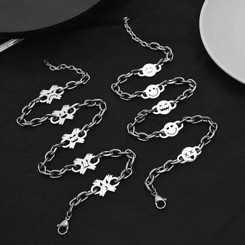 Titanium steel thick chain stitching necklace male trendy hip hop stainless steel letter wild pendant necklace