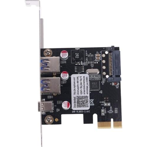 PCIE PCI Express to USB 3.1 Type-C 2 Port USB 3.0 Type-A Riser Expansion Card Adapter with SATA 15 PIN TXB055