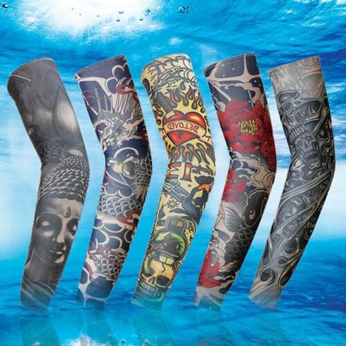 Tattoo Sleeve Sunscreen Gloves Summer New Cool Guy Driving Bicycles Blocking Trvaling Outdoor Night Club Colorful Tattoo Sleeve