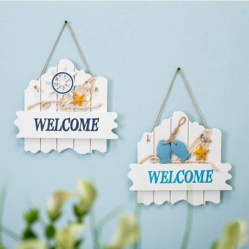 Mediterranean style welcome sign, marine decoration, helmsman sea anchor welcome listing, wooden WELCOME card