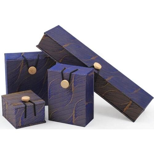 Retro Luxury Chinese Brocade Jewelry Pendant Box Quality Wooden Buckle Ring Necklace Pendant Bracelet Pear Chain Storage Box