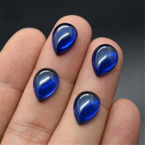 Sapphire Pear Shaped Cabochon Smooth Polished Surface Teardrop Sapphire Cabochon Flat Back Multiple Sizes to Choose C89S