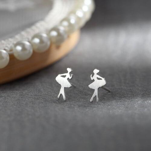 Ballet Shape Stud Earrings For Women Simple Dancing Girl Brushed Ear Bone Nails French Niche Design Student Party Female Jewelry