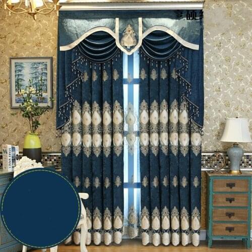 Luxurious Curtains for Bedroom Atmosphere New Embroidery Chenille Valance Curtain European Style Curtain for Living Room