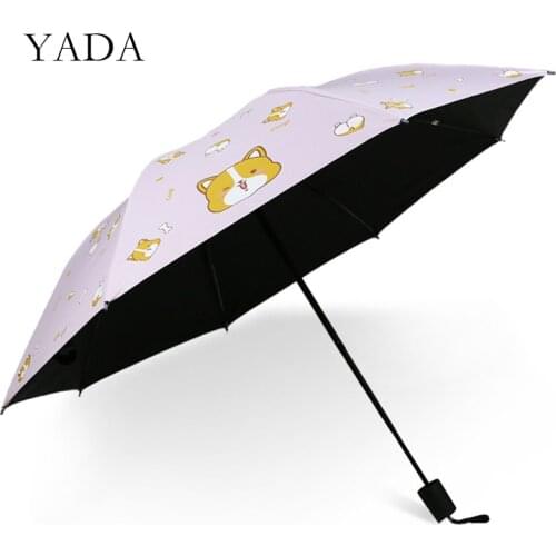 YADA INS Cute Animal Dog Corgi Pattern Umbrella Folding Cartoon Umbrella UV Rainproof Fold Parasol Rain Sun Umbrellas YD200150