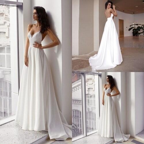 Wedding Dress 2021 Fashion Sleeveless Sweep Train A-line Bridal Gowns With Criss Cross Straps Vestido De Noiva Свадебное Платье