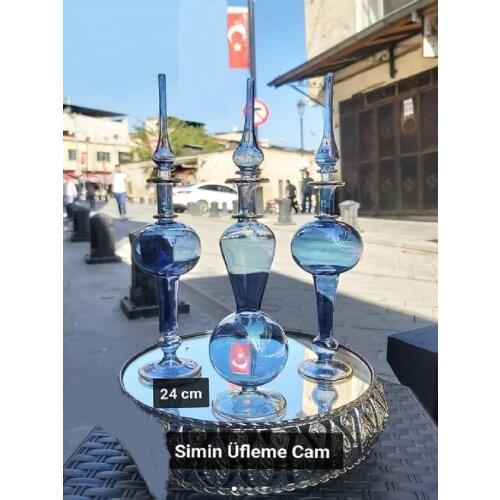 BLOWN GLASS TRIPLE SET - 29 25 21 CM - HANDBLOWN - ORNAMENT