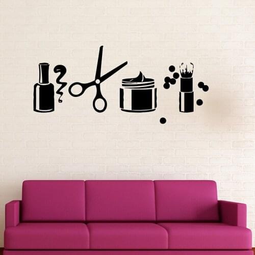 Beauty Salon Wall Vinyl Sticker Hair Salon Hairdresser Wall Decals Cosmetics Makeup Window Wallpaper For Barbershop H107