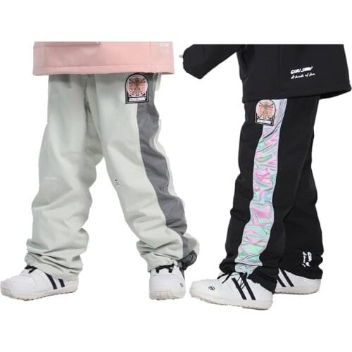 Wearabl Fleece Colorful Luminous Women and Men Snow Pants Winter Ice Trousers Snowboarding Clothing 15K Waterproof Ski Suit Wear