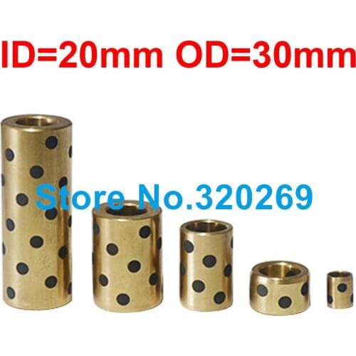 1PC JDB Oilless Impregnated Graphite Brass Copper Self Lubricant Embedded Bronze Bearing Bush ID 20Mm 20x30x15 20x30x25 20x30x35