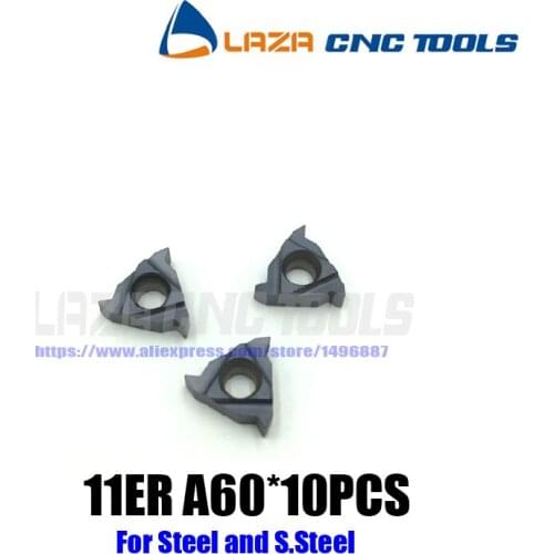 11ER A60 Carbide Threading Inserts 60 Deg External Threading Tips,Indexable Inserts for Threaded Holder SER****11