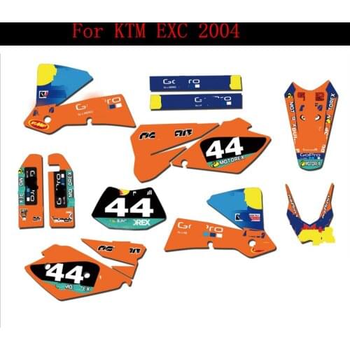 2004 For KTM 125 200 250 300 350 400 450 525 EXC Motorcycle Custom Motocross Graphics Backgrounds Stickers Decals Kit Dirt Bike