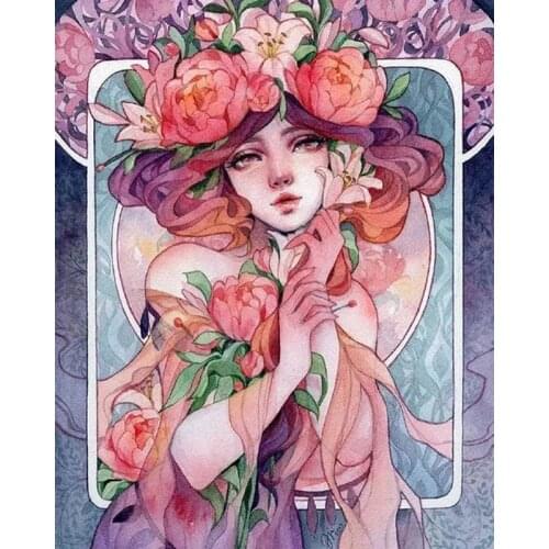 5D Diy Diamond Painting Cartoon Girl Portrait Cross Stitch Kit Full Drill Embroidery Mosaic Art Picture of Rhinestones Decor