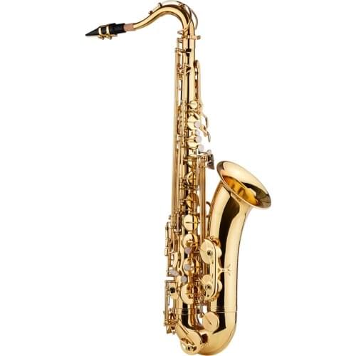Ammoon Bb Tenor Saxophone Sax Brass Body Gold Lacquered Surface Woodwind Instrument with Carry Case Gloves Cleaning Cloth Brush