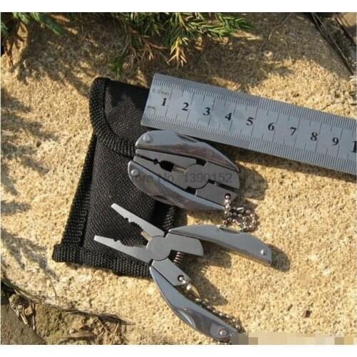 By dhl 100pcs Outdoor Mini Folding Muilti-functional Plier Clamp Keychain Outdoor Hiking Tool pocket multitools