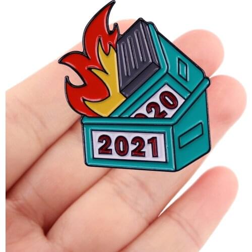 DZ1699 Funny trash can 2020 2021 Creativity Enamel Pins Badge for Backpack Collar Lapel Pin Hat Jewelry Birthday Gifts Friends