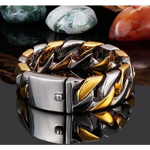 European and American fashion mens jewelry hip-hop style titanium steel thick buckle bracelet