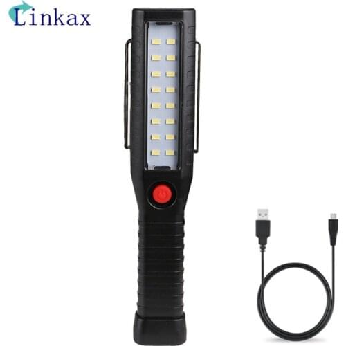 3 Modes USB Rechargeable Work Lights Torch 16 LEDS Flashlight with Magnets and Hooks Flashlight Built-in battery