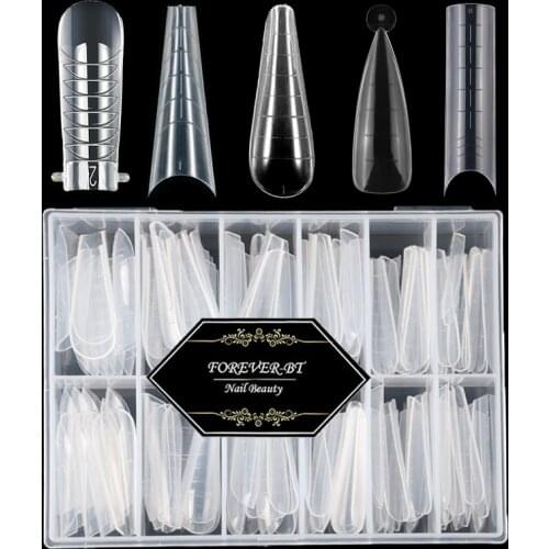 120PCS Nail Forms For Extension Mold Quick Building Extend Square Stiletto Tips Sharp Stilettos Top Molds Upper Forms Dual Forms