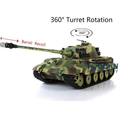 Heng Long 1/16 7.0 Plastic 3888A German King Tiger RC Tank Barrel Recoil 360° TH17520