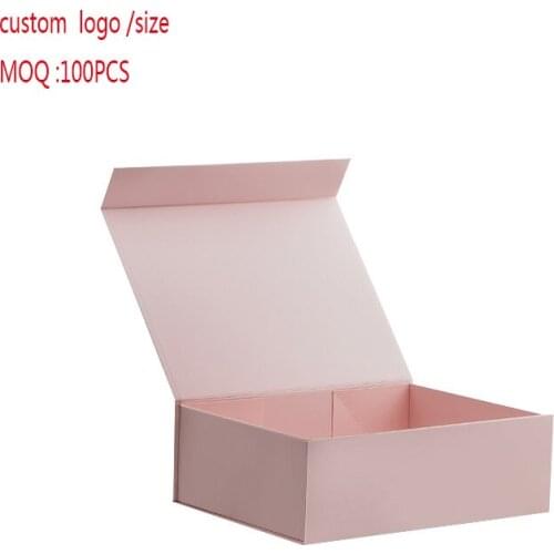 10Pcs/Lot custom box logo pink color Paperboard Folding rigid box Magnetic available packaging hair wigs cosmetic gift box