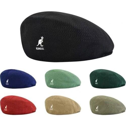 2021 New Handmade Exquisite Kangaroo Woven Men and Women Mesh Beret Cap British Retro Ladies Casual Hat Foldable Hat