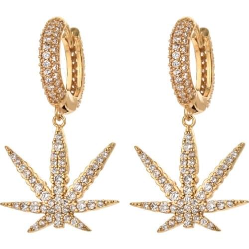 Korean version of fashion simple maple leaf micro-inlaid zircon earrings for women/girls sweet and romantic jewelry ER-531