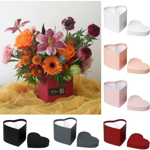 Florist Hat Boxes Heart Shaped Box Living Vase Flowers Bouquet Gift Box Paper Candy Boxes Packaging Boxes