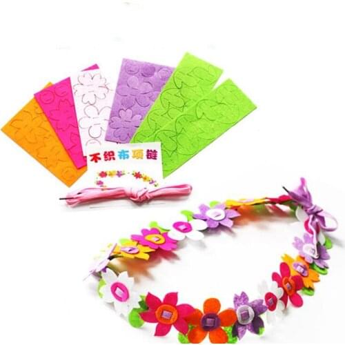 Creative Useful Non-woven Necklace Flower Handmade DIY Garland Creative Childrens Day Gift Kit Handmade Material Package