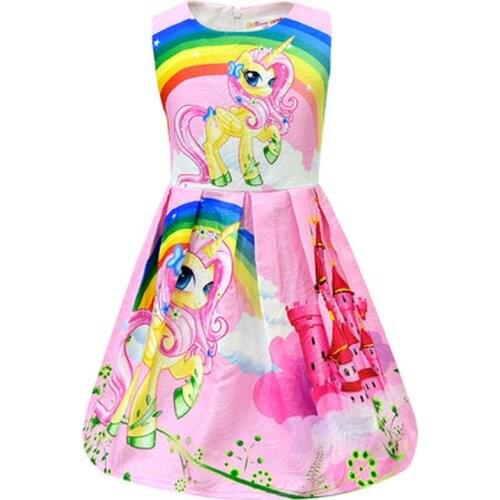 Little girl Summer Party Unicorn Dress Girl Toddler Butterfly Frock School Dress Birthday Rainbow Tutu Dress for 2Year-10 Year