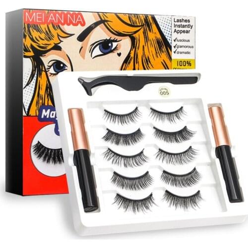 MEIANNA Natural Magnetic Eyelash 5 Pairs 3D False Eyelashes Individual Makeup Wispy Fluffy Magnetic Extension Lifting Lashes