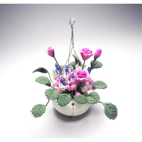 Simulation Rose 1:12 Dollhouse Miniature Scene Model Potted Plant Pretend Play Toy Doll House Accessories juguetes para niños