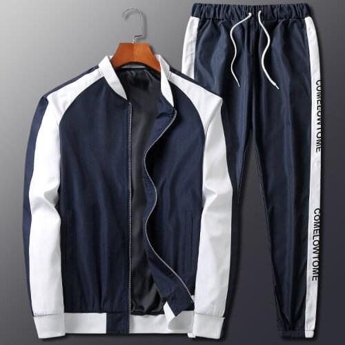 2021 Fashion Trend Sportswear Mens Suit Street Hip Hop Zipper Cardigan Jacket Color Matching Sports Pants Casual Men Clothing