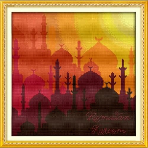 The Muslim holy month of Ramadan cross stitch kit cartoon 14ct 11ct count canvas stitching embroidery DIY handmade needlework
