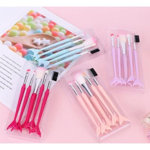 5Pcs Mermaid Tail Makeup Brush Set Eye Makeup Brush Foundation Brush Beauty Tool