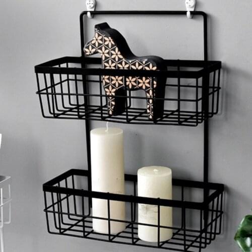 Wall Shelf Decoration Wall Home Wall Wrought Iron Grid Hanging Wall Decoration Shelf Storage