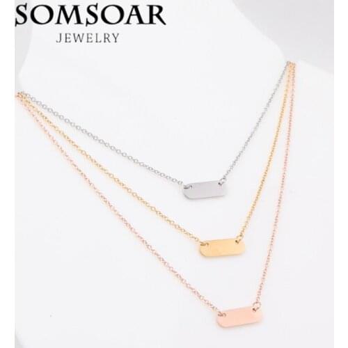 Newest Stainless Steel Personalization Small Bar Necklace can engraved name date Interesting words as special Gift