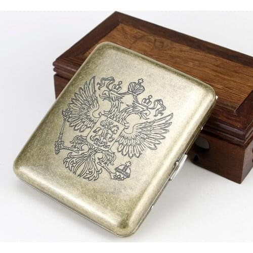 New Metal Cigarette Case Smoking Box Carved Eagle High Capacity Cigarettes Case Open-Close Style Portable Smoking Case