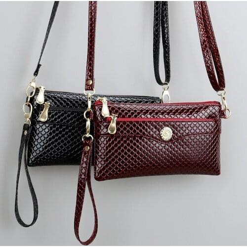 New Casual Crocodile Pattern Long Clutch bag Womens Shoulder bags Zipper Open Cell Phone Clutch Wallets Messenger bags