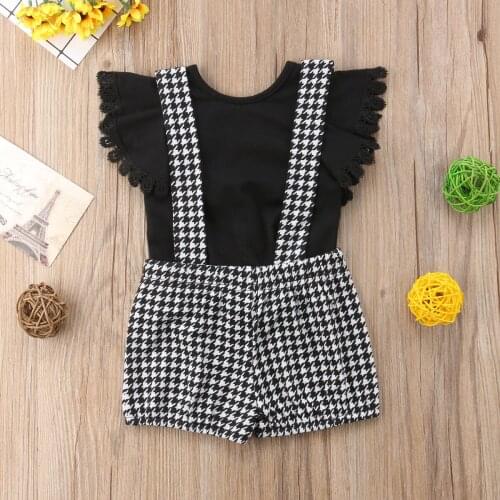 6M-4T Pudcoco 2PCS Toddler Kid Baby Girl Clothes Ruffle T-shirt Tops + Bib Dresses Outfit Clothes Set