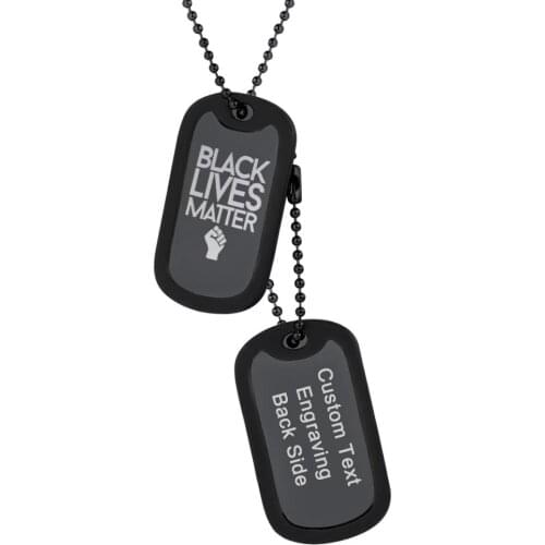 U7 Stainless Steel ID Necklace Bead Chain Black Lives Matter Military Dog Tag Customized African American Protest Jewelry P1038