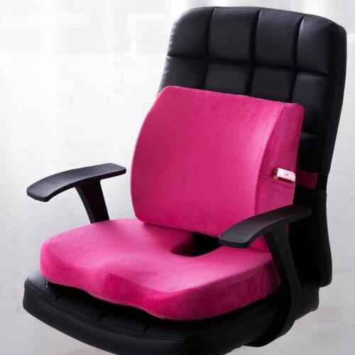 Chair Cushion 2pcs Office Car Memory Foam Pillow Set Spine Coccyx Protect Seat Office Sofa Chair Back Cushion Waist Mat Grid