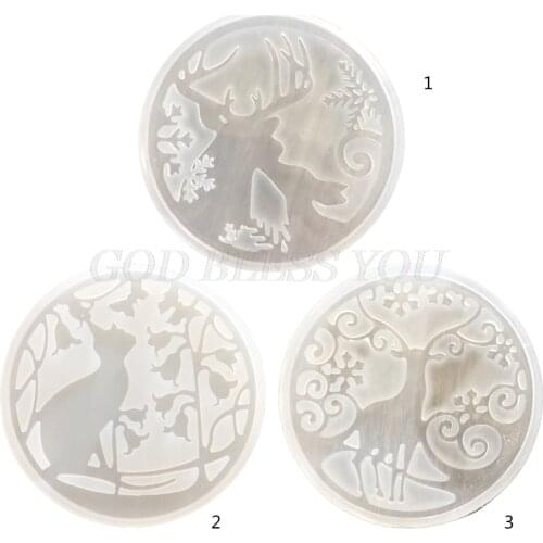 Cat Christmas Elk Pendant Crystal Epoxy Resin Mold DIY Crafts Decorations Jewelry Making Tool Ornament Silicone Mould Drop Ship