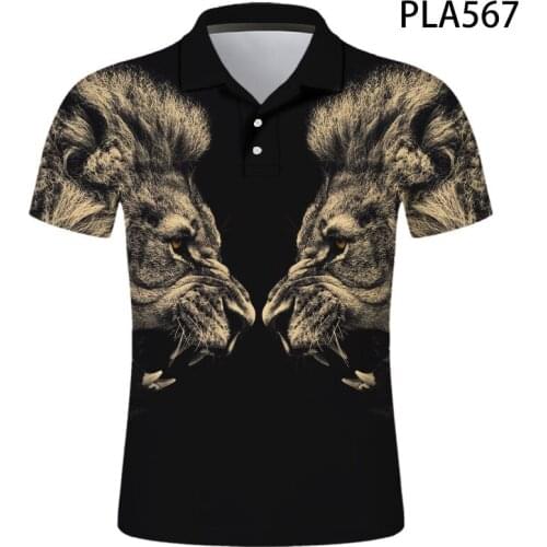 3D Printed Animal Lion Summer Hombre Camisas De Polo Harajuku Men Casual Fashion Short Sleeve Comics Streetwear Shirts Ropa