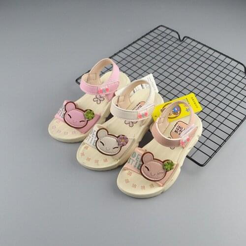 2021 Girls Sandals Summer New Childrens Shoes Korean Childrens Girls Baby Princess Shoes Beach Shoes Non-Slip Wear-Resistant