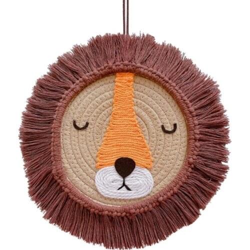 Nordic Hand Woven Cartoon Animal Hanging Decoration Cotton Rope Weaving Animal Head Ornament Children Room Wall Pendant
