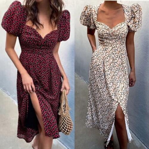 Women Fashion French Style Dresses 2021 New Trend European And American Puff Sleeve Womens Split Costumes Party Elegant Suits