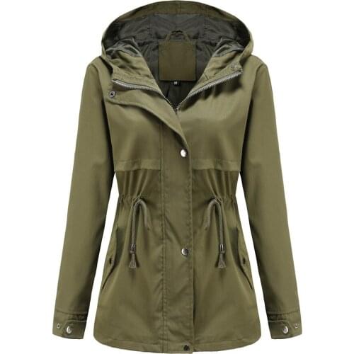 Coat Women Autumn Winter Fashion Solid Casual Loose Draw String Cardigan Outdoor Rainproof Streetwear Female Mujer De Moda Coats