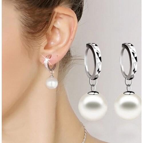 1 Pair Girls Party Ear Bead Jewelry Fashion Women Pearl D Earrings Mirror Design Grade