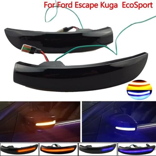 2x Flowing Turn Signal Light LED Side Wing Rearview Mirror Dynamic Indicator Blinker For Ford Kuga Escape EcoSport 2013-18
